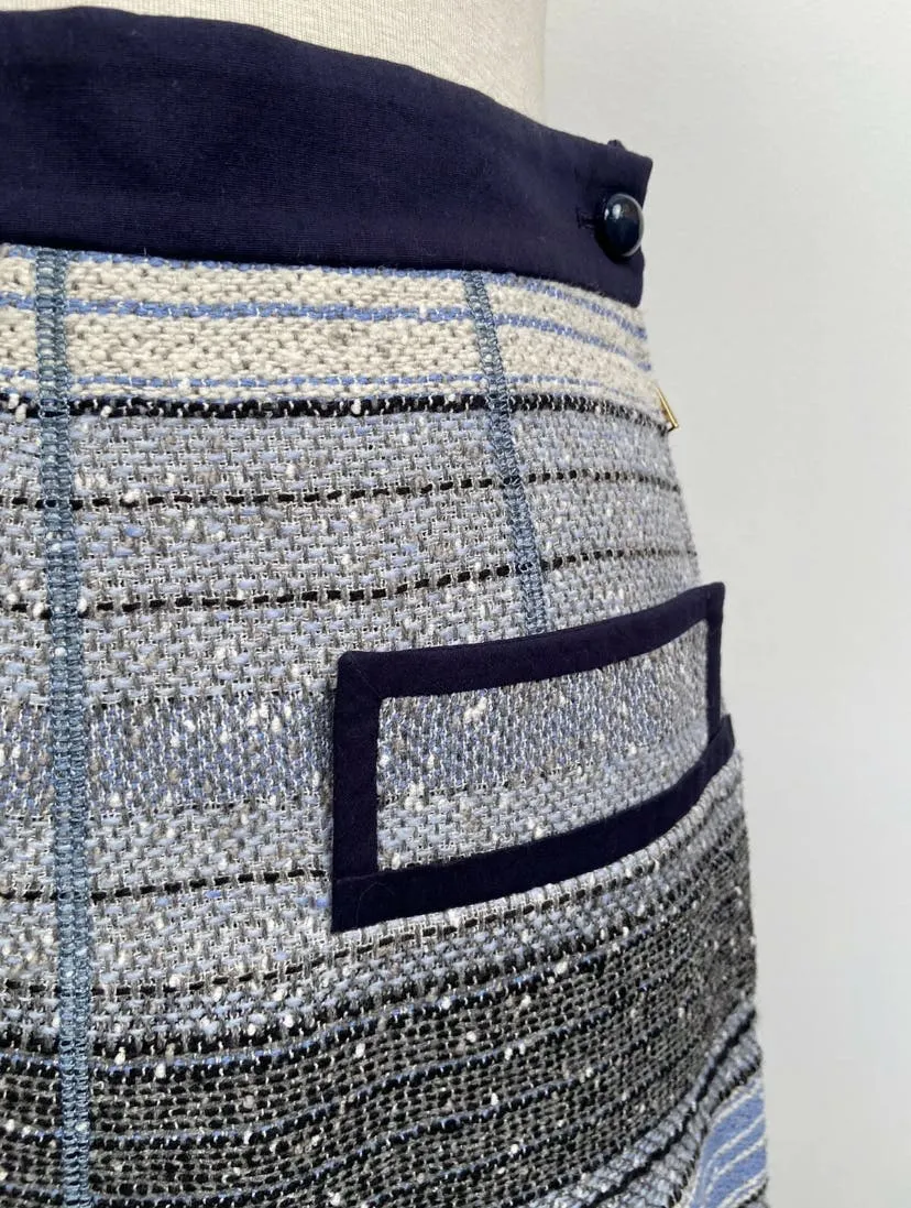 00's French Blue Metallic Striped Skirt by Louis Vuitton