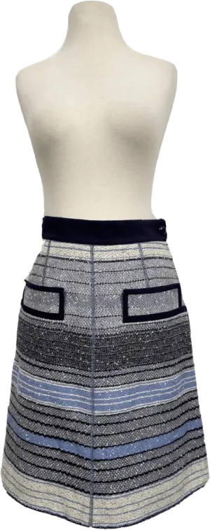 00's French Blue Metallic Striped Skirt by Louis Vuitton