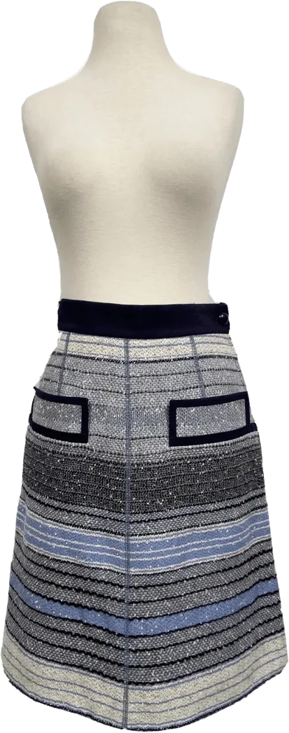 00's French Blue Metallic Striped Skirt by Louis Vuitton