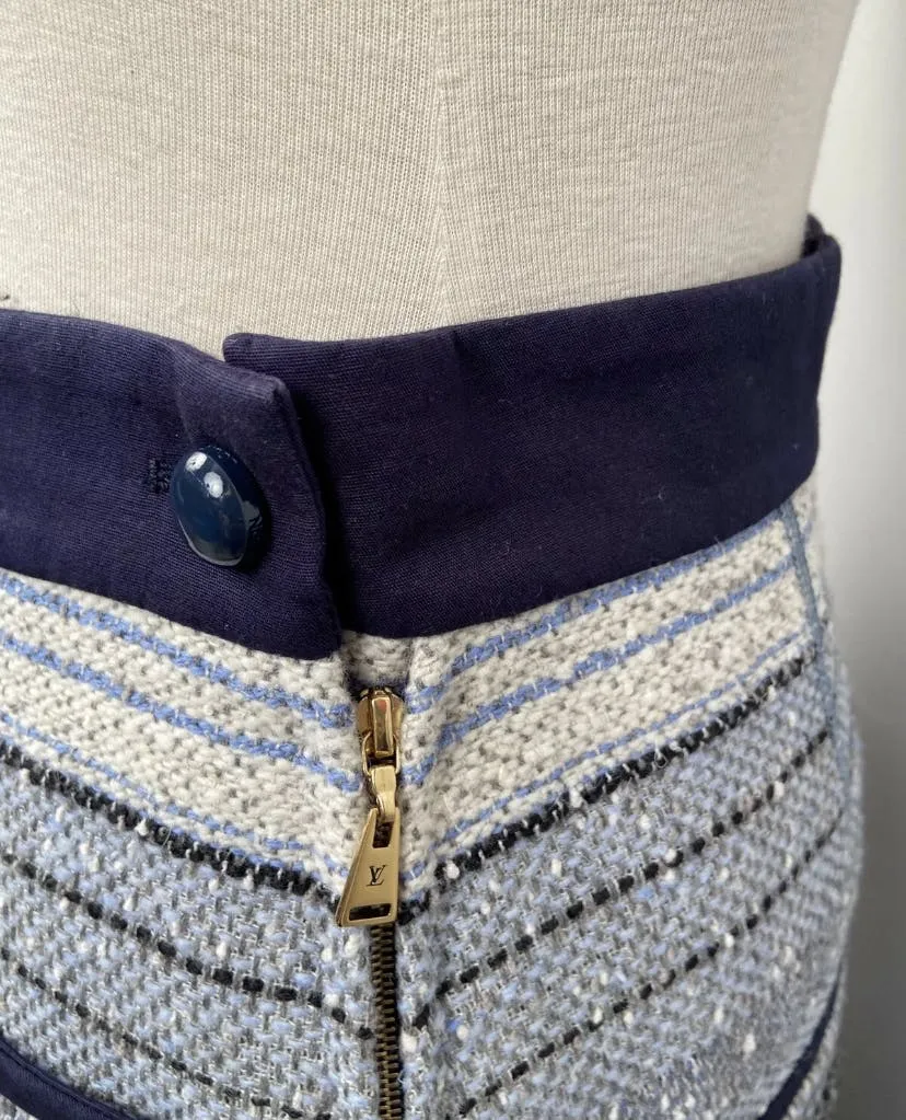 00's French Blue Metallic Striped Skirt by Louis Vuitton