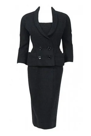 1952 Christian Dior Haute-Couture Wool Cocktail Dress & Double-Breasted Jacket