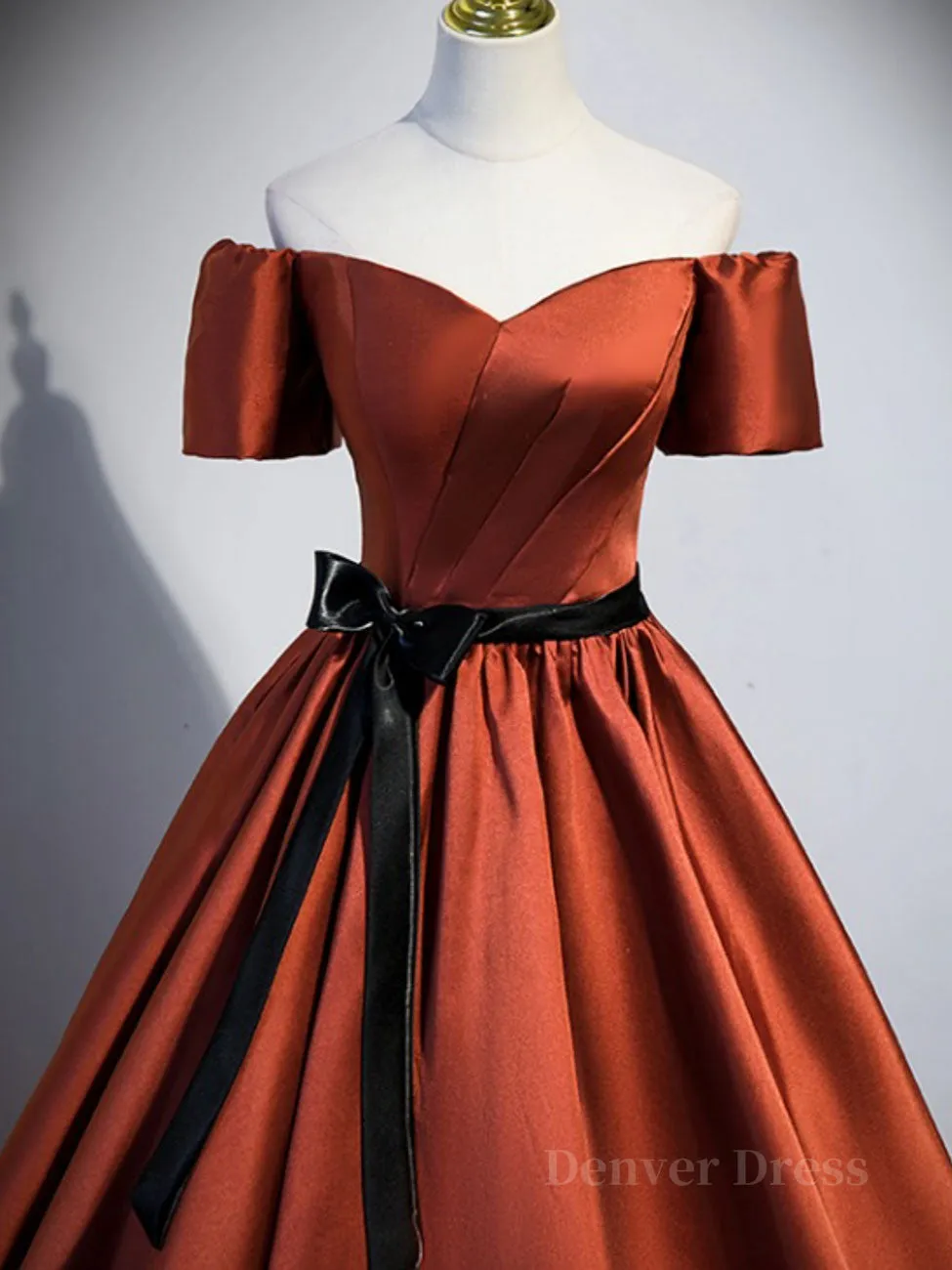 A-Line Satin Orange Long Prom Dresses Orange Formal Evening Dresses