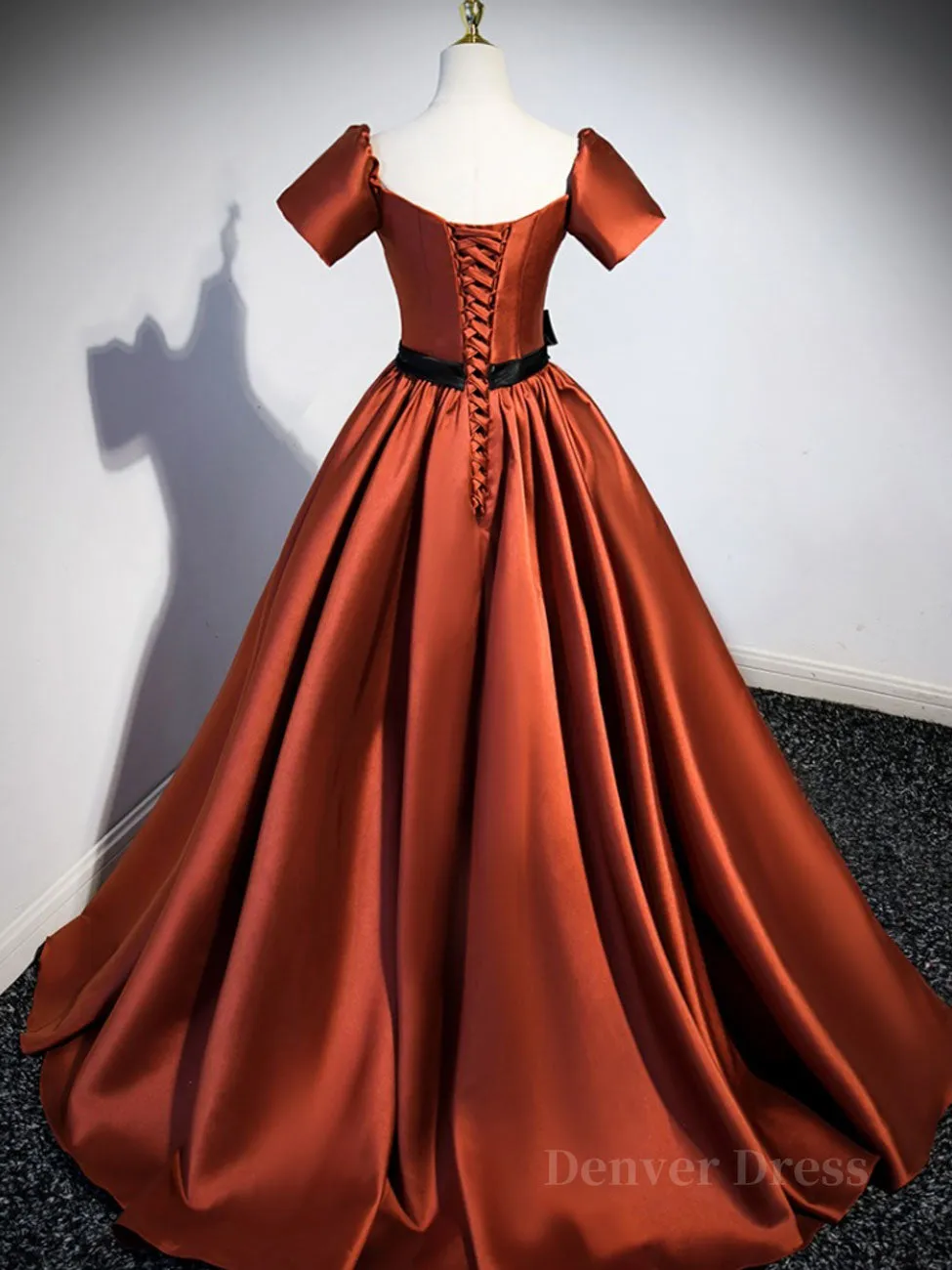 A-Line Satin Orange Long Prom Dresses Orange Formal Evening Dresses