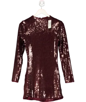 Abercrombie & Fitch  Burgundy The A&f Paloma Long-sleeve Sequin Mini Dress UK XS