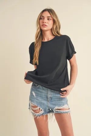 Aemi   Co Exposed Seam Round Neck Short Sleeve T-Shirt