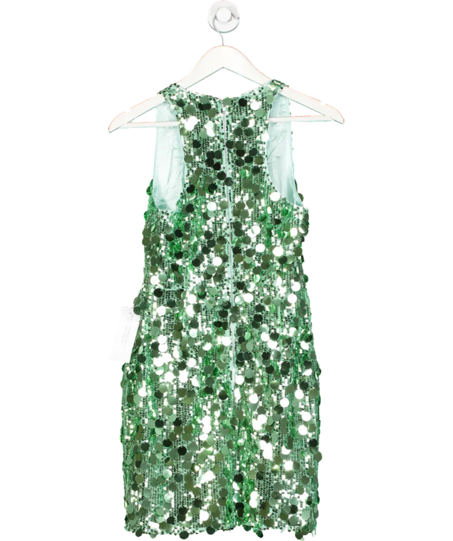 Amy Lynn London Green Oceane Sequin Disc Dress UK 8