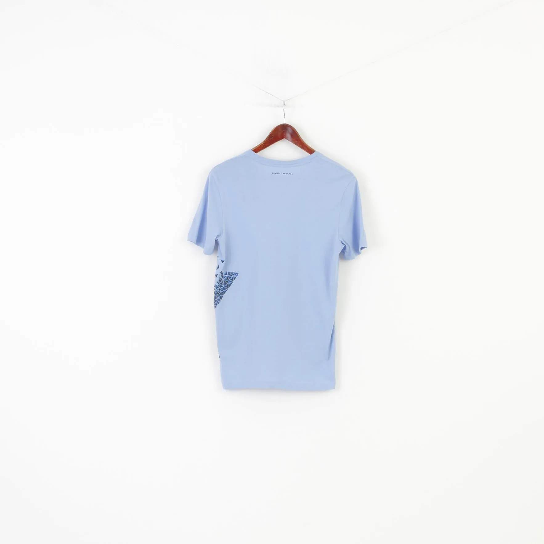 Armani Exchange Woman S T-Shirt V Neck Blue Cotton Short Sleeve Top