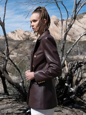 ASbyDF Beck Recycled Leather Blazer Mahogany