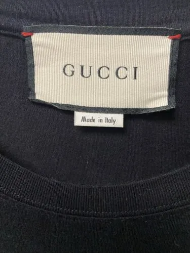 Authentic GUCCI LOGO interlocking T-shirt Black cotton Made in Italy Size XL