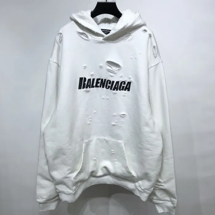 Balenciaga Destroyed Hoodie White