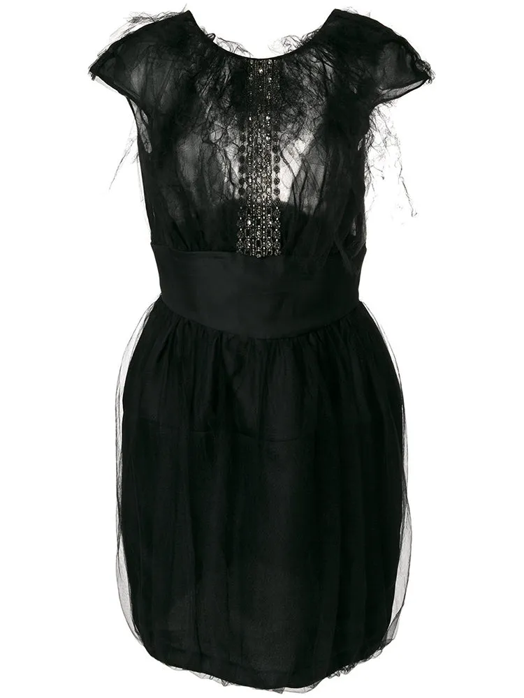 Black Embellished Silk Dress