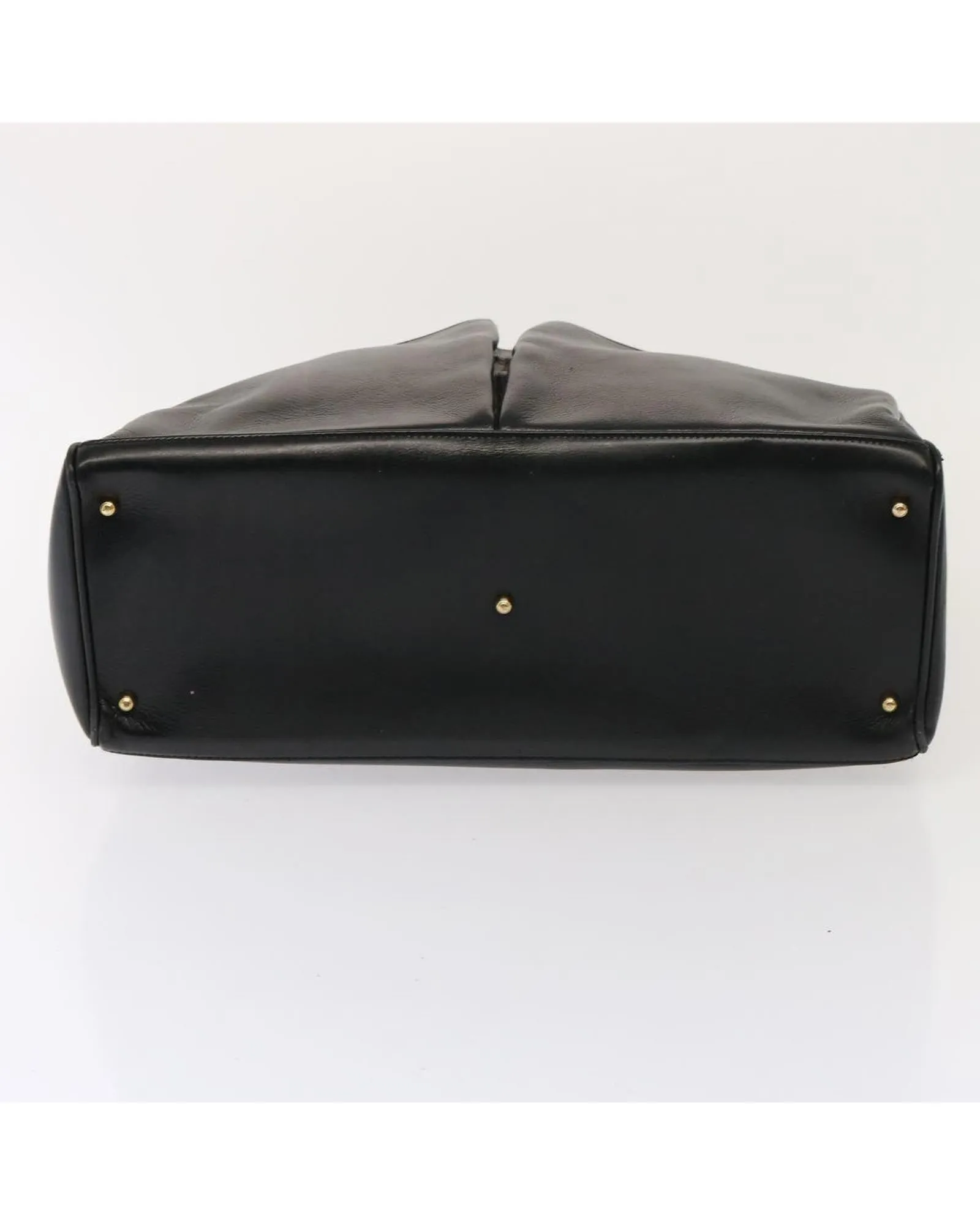 Black Leather Bamboo Hand Bag