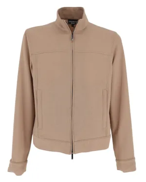 Blouson Full Zip Icon in Jersey Crepe con Effetto Piquet