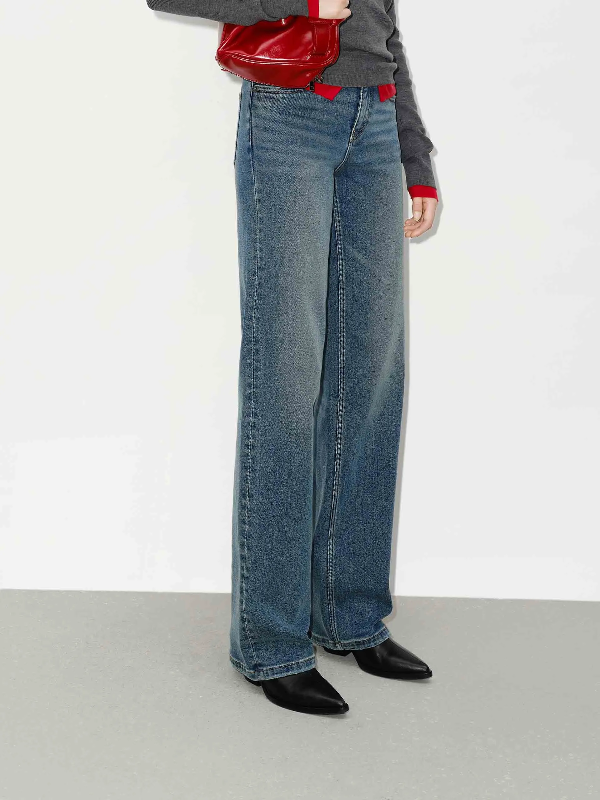 Blue Washed Straight Jeans