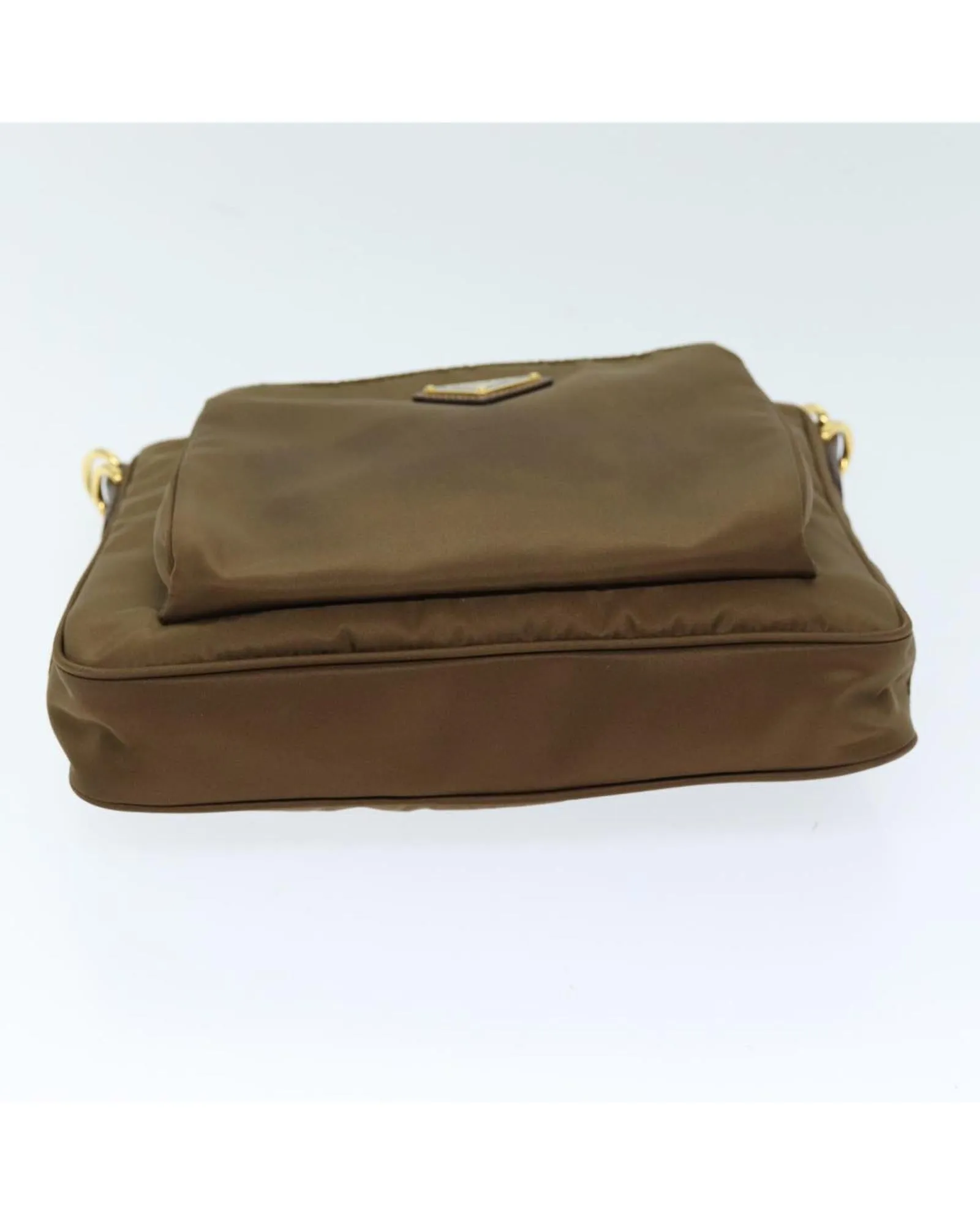 Brown Nylon Shoulder Bag with Guarantee Card and Made in Italy