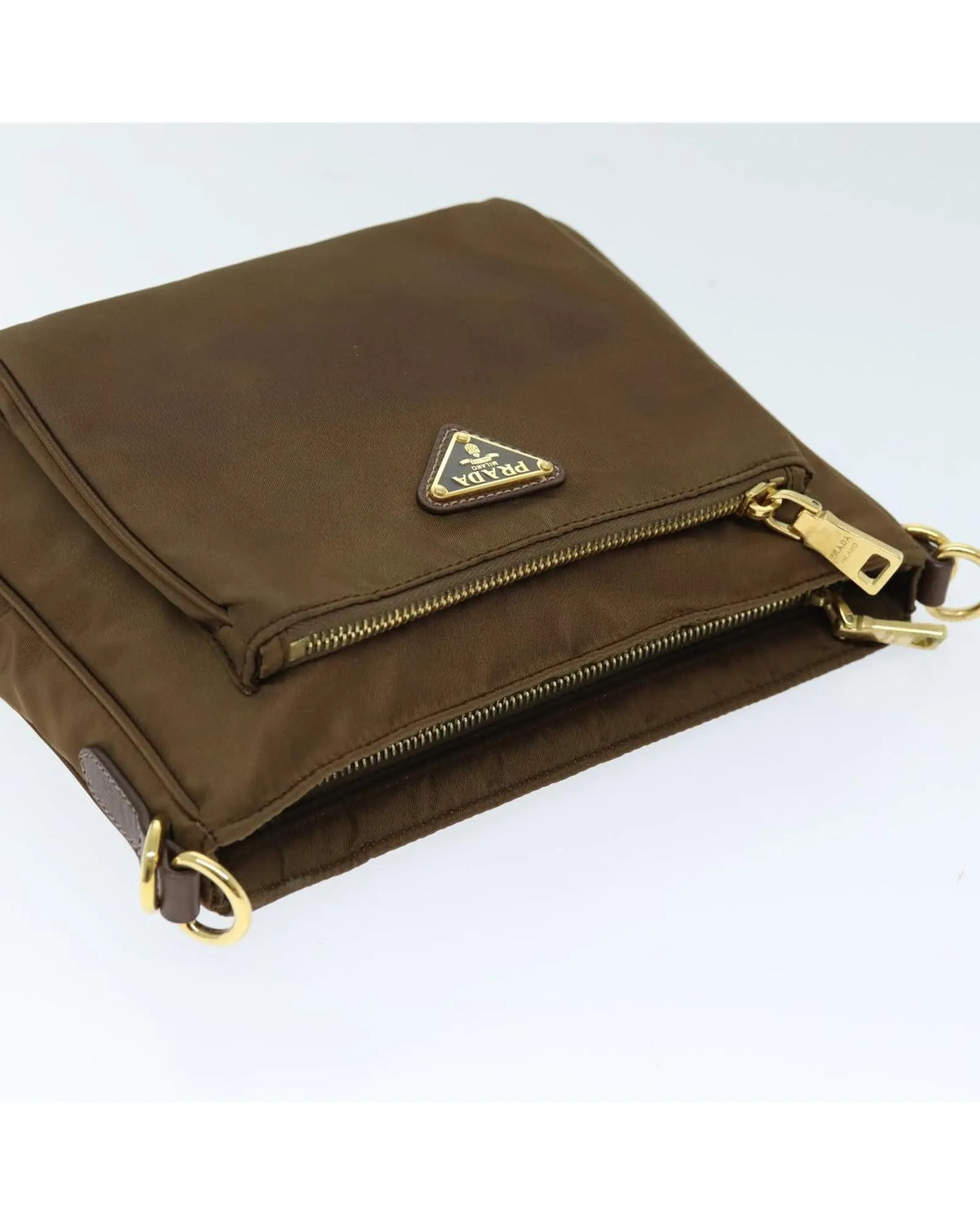 Brown Nylon Shoulder Bag with Guarantee Card and Made in Italy