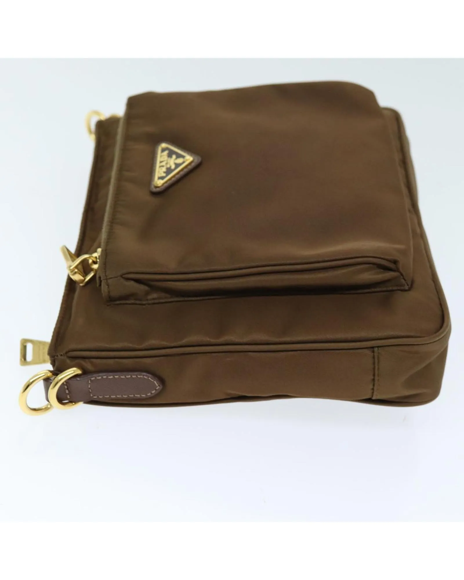 Brown Nylon Shoulder Bag with Guarantee Card and Made in Italy
