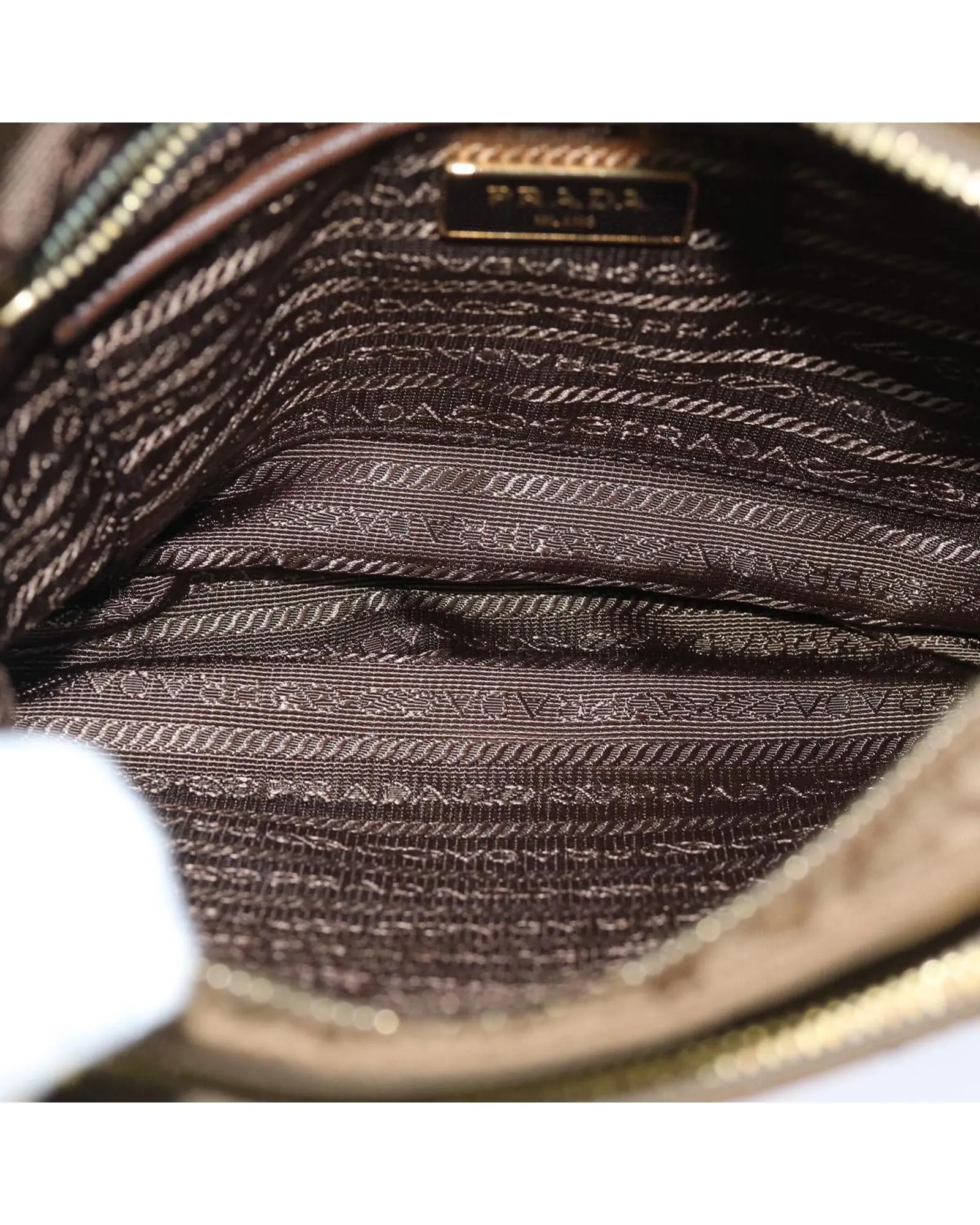Brown Nylon Shoulder Bag with Guarantee Card and Made in Italy