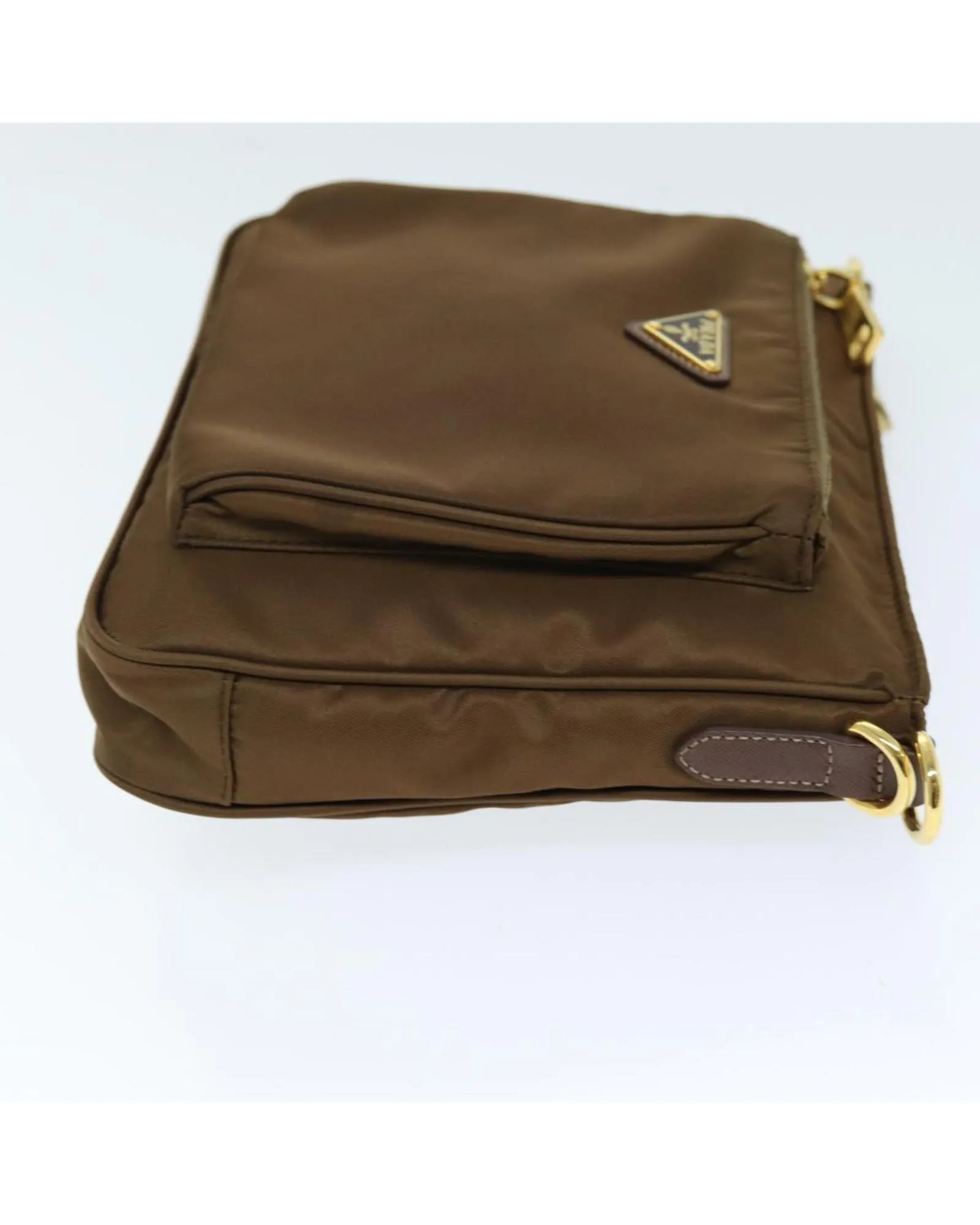 Brown Nylon Shoulder Bag with Guarantee Card and Made in Italy