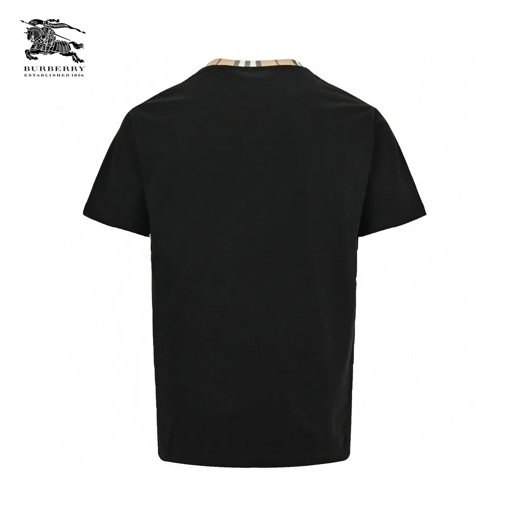 Burberry Check Collar Black T-Shirt