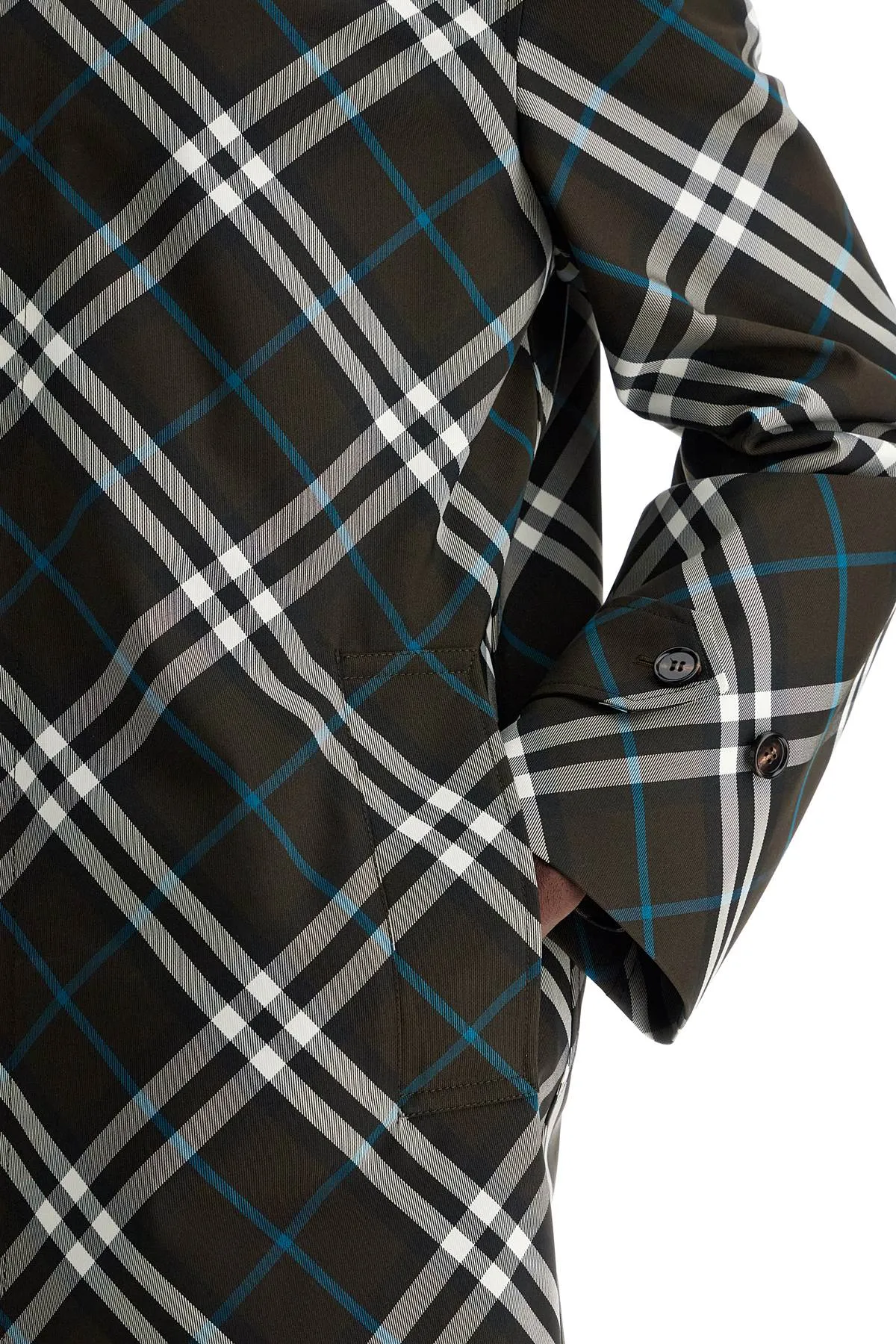 Burberry Ered"checkered Nylon Car Coat
