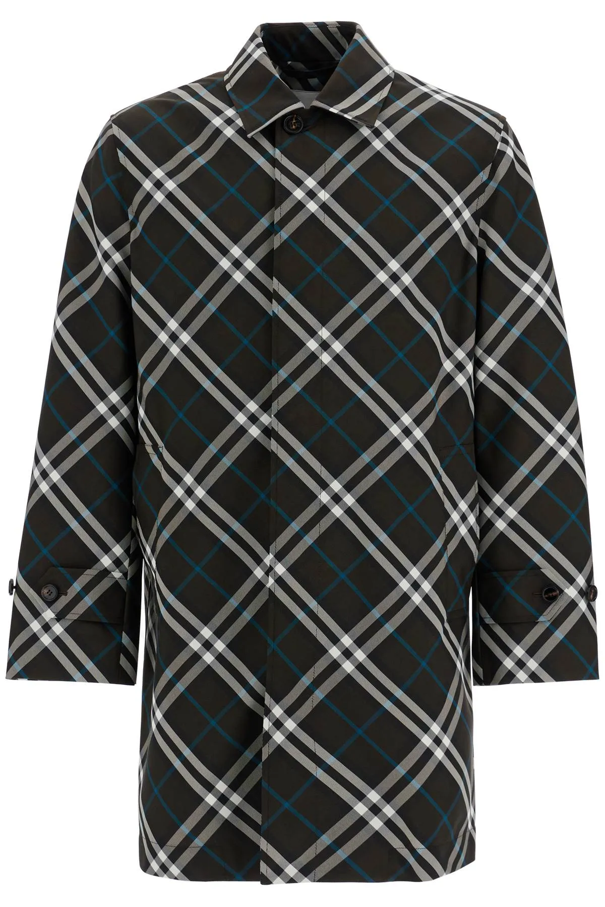 Burberry Ered"checkered Nylon Car Coat