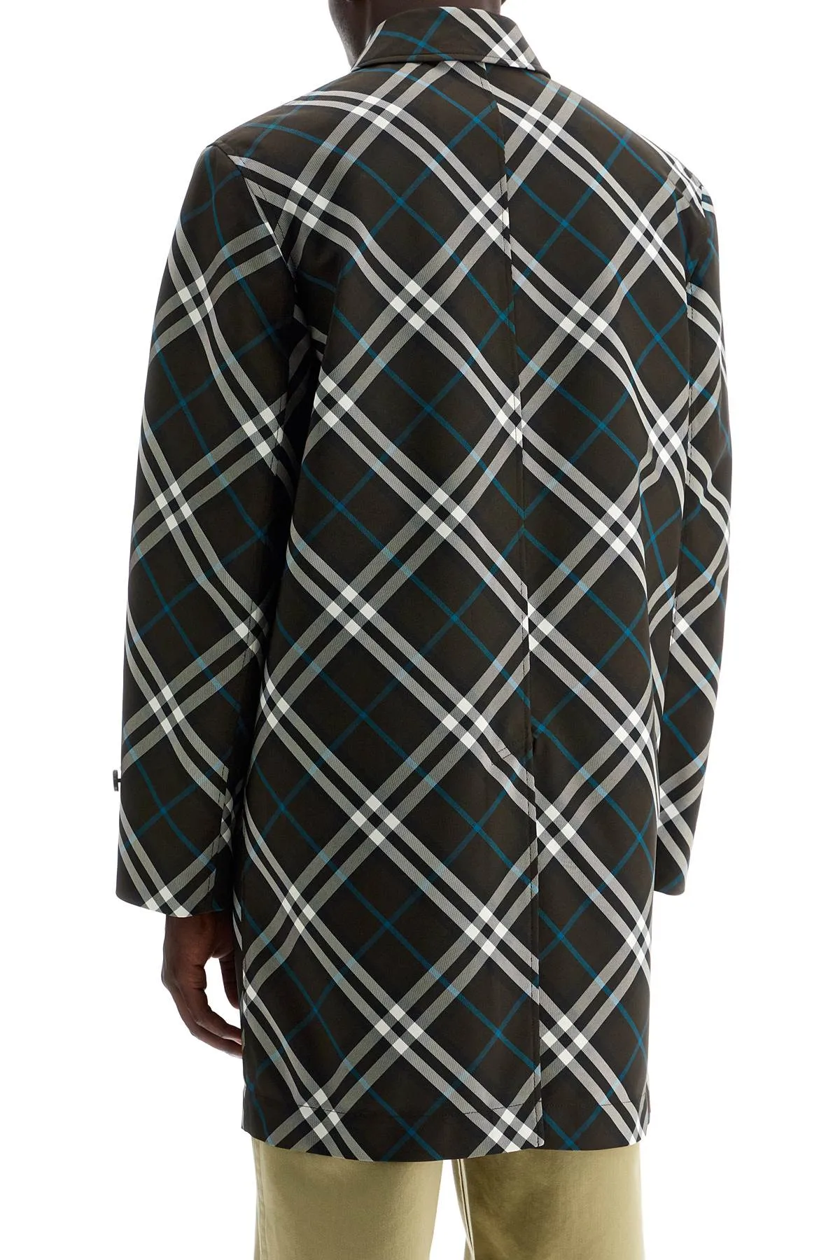 Burberry Ered"checkered Nylon Car Coat