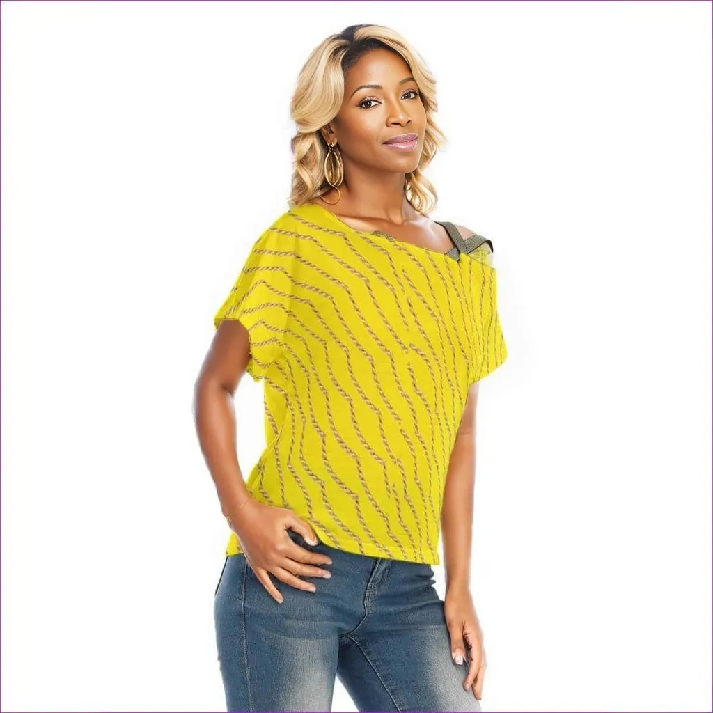 Chained Womens T-shirt With Gold Shoulder Band