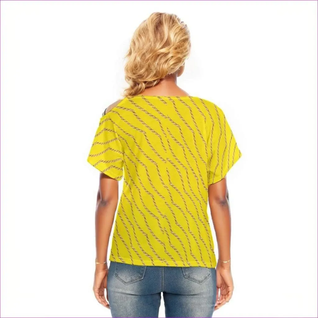 Chained Womens T-shirt With Gold Shoulder Band