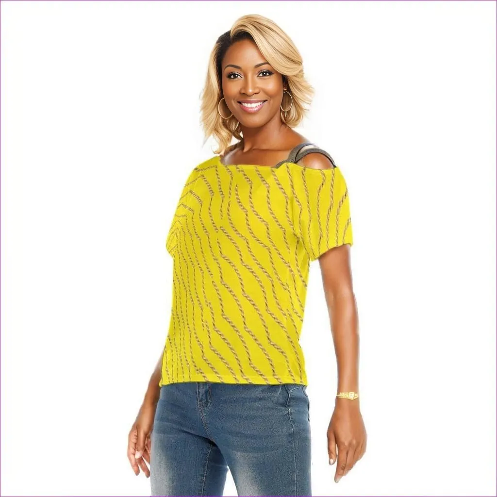 Chained Womens T-shirt With Gold Shoulder Band