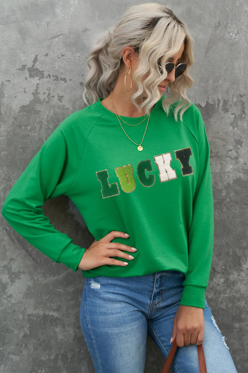 Chenille Embroidered Graphic Sweatshirt