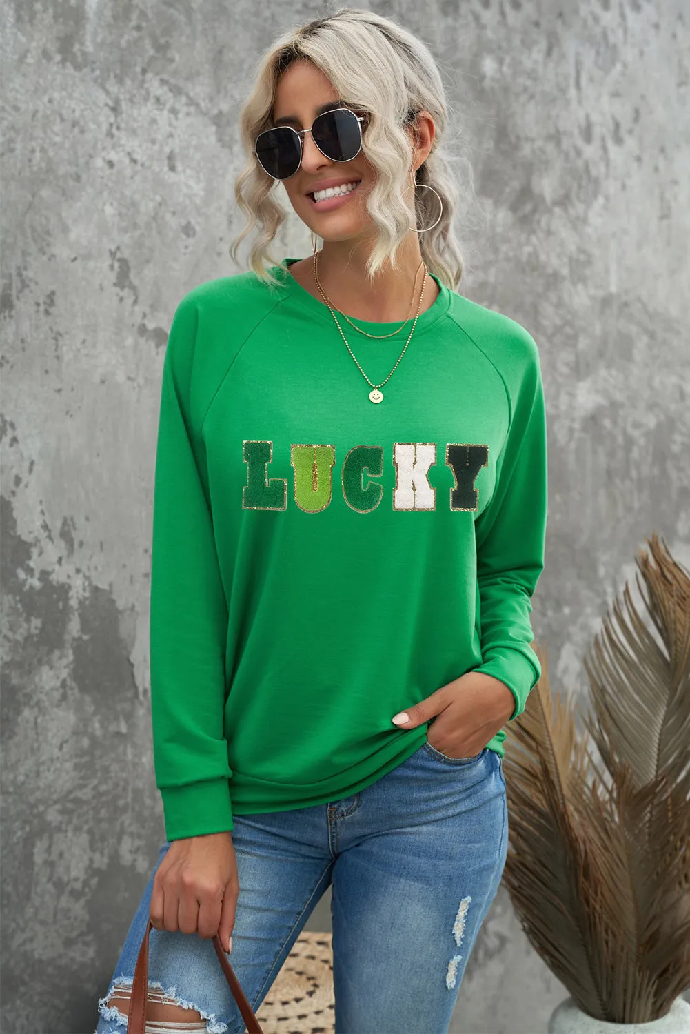 Chenille Embroidered Graphic Sweatshirt