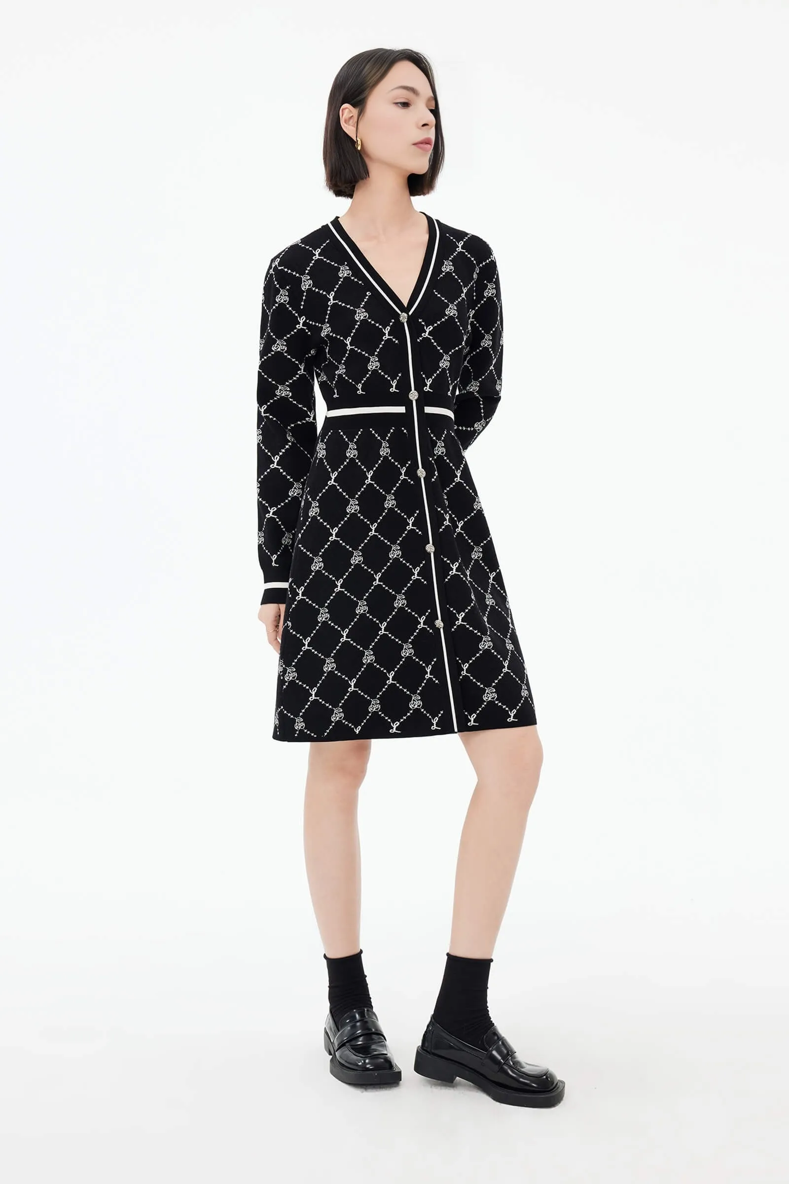 Cherry Blossom Jacquard Dress
