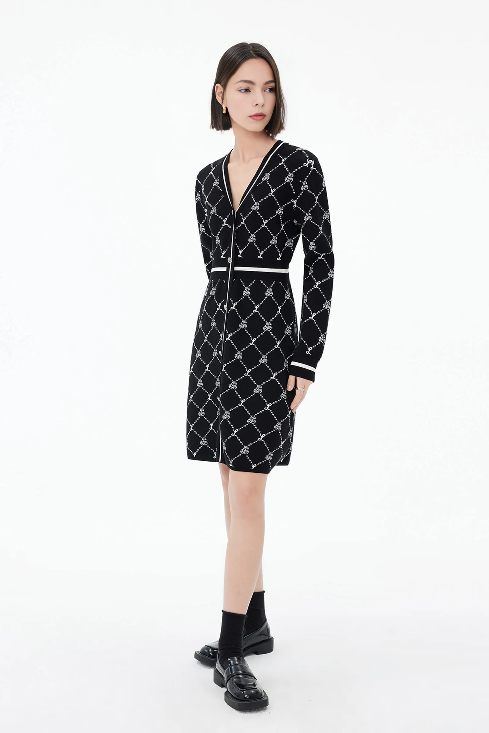 Cherry Blossom Jacquard Dress