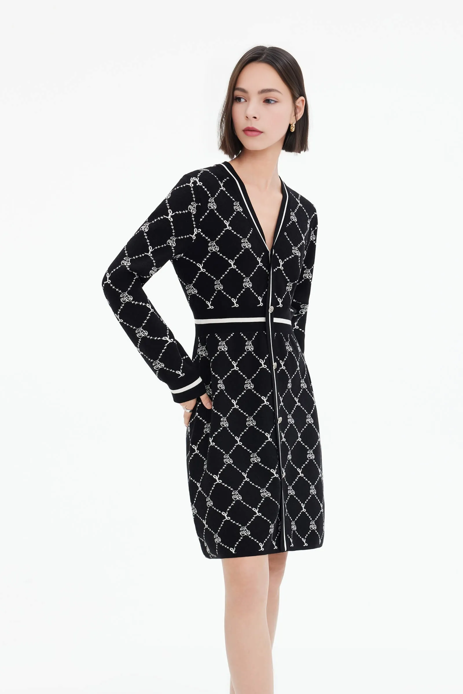 Cherry Blossom Jacquard Dress