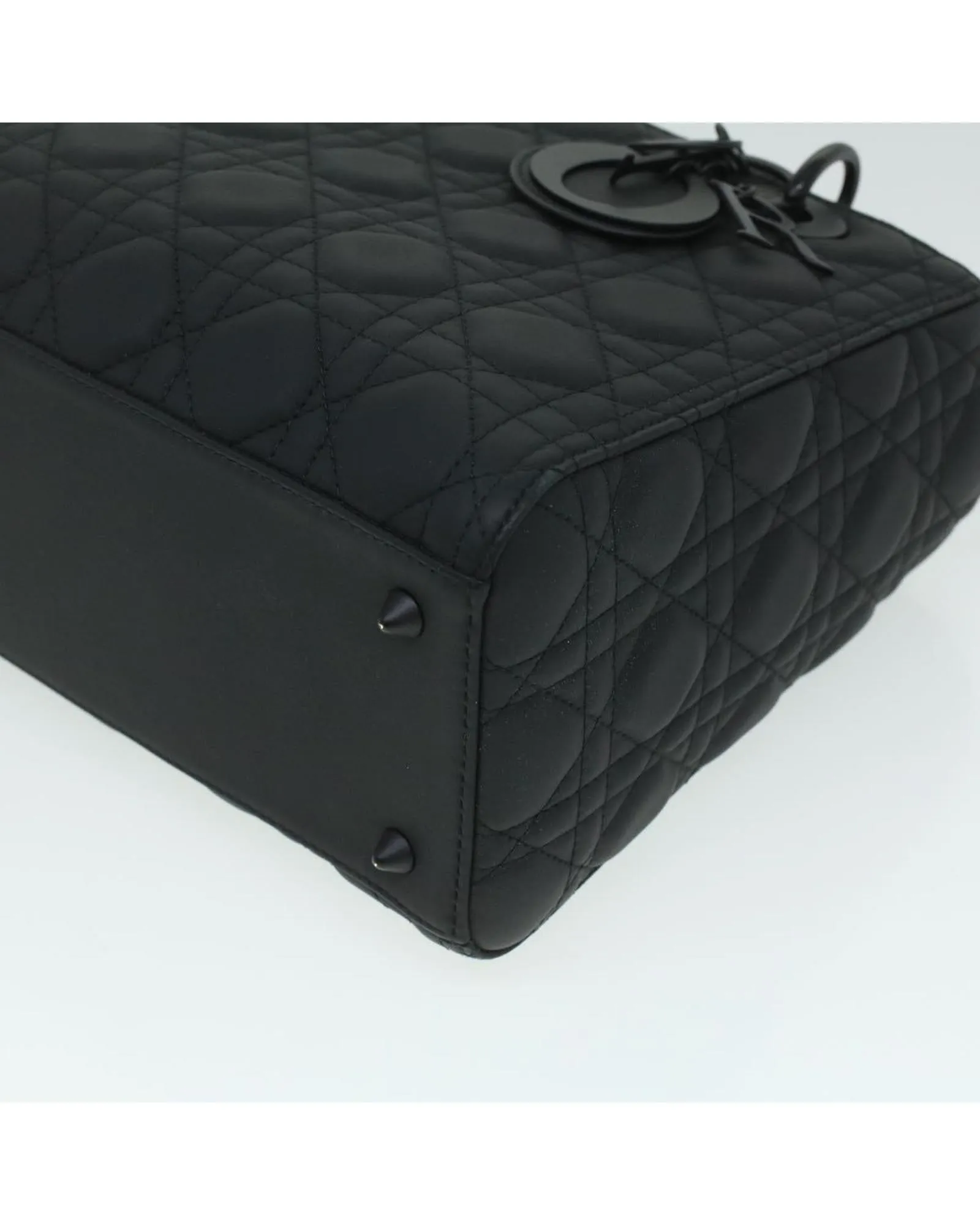 Christian Dior Canage Lady Dior Hand Bag Calfskin Black