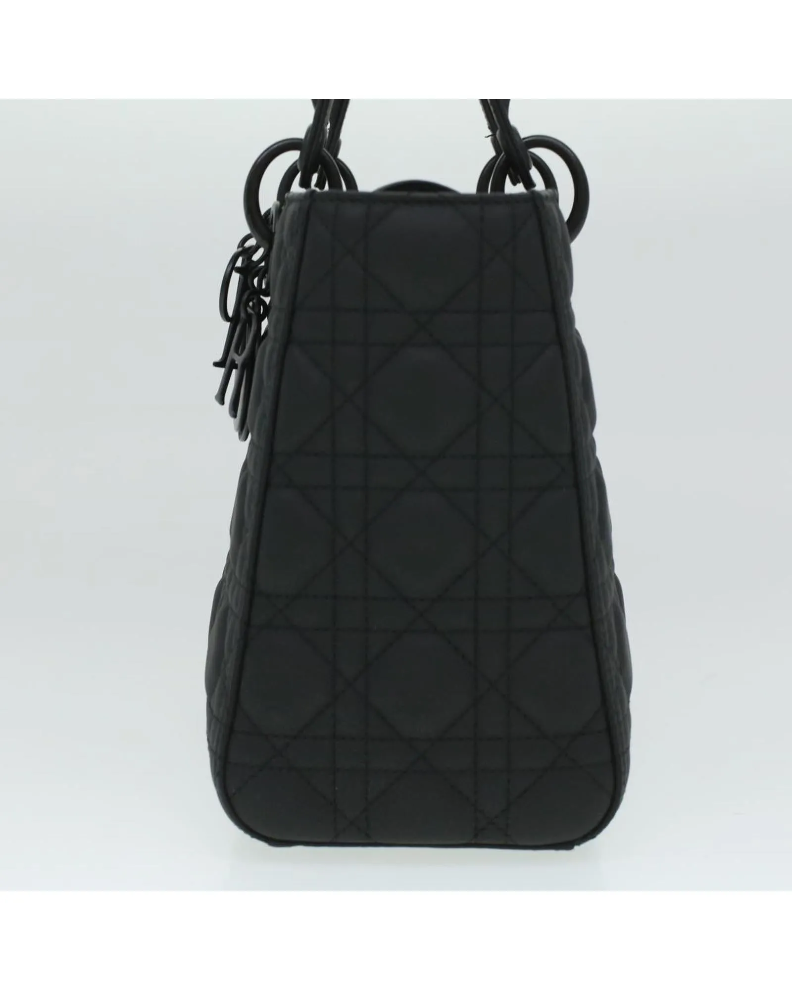 Christian Dior Canage Lady Dior Hand Bag Calfskin Black
