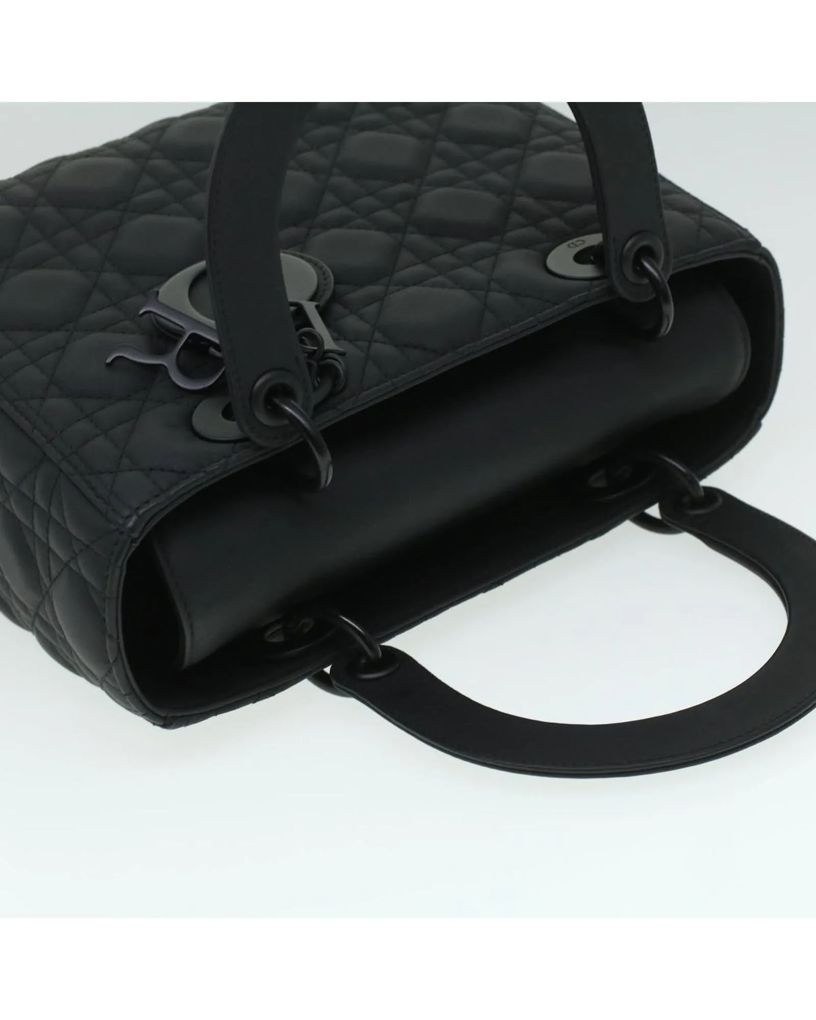 Christian Dior Canage Lady Dior Hand Bag Calfskin Black