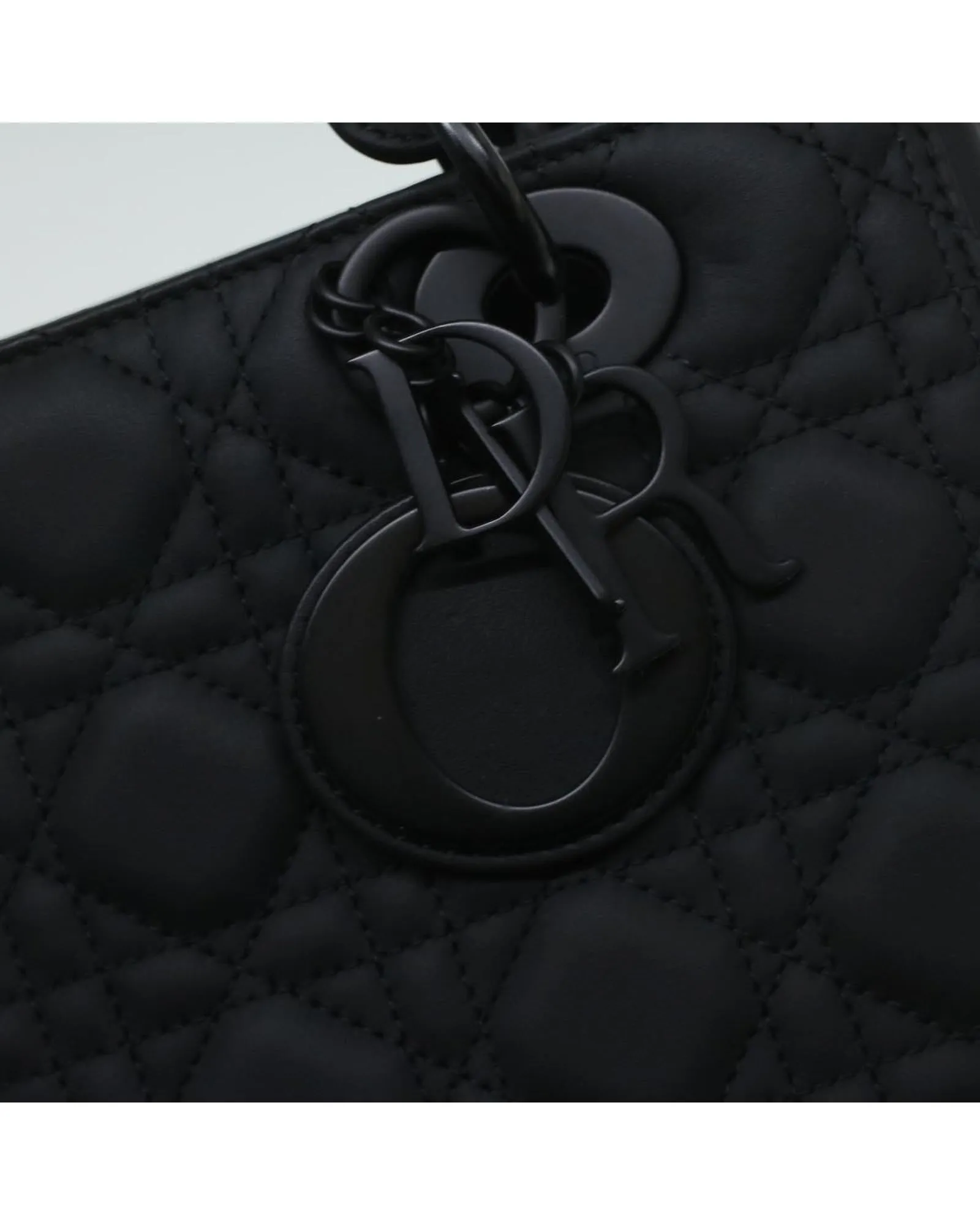 Christian Dior Canage Lady Dior Hand Bag Calfskin Black