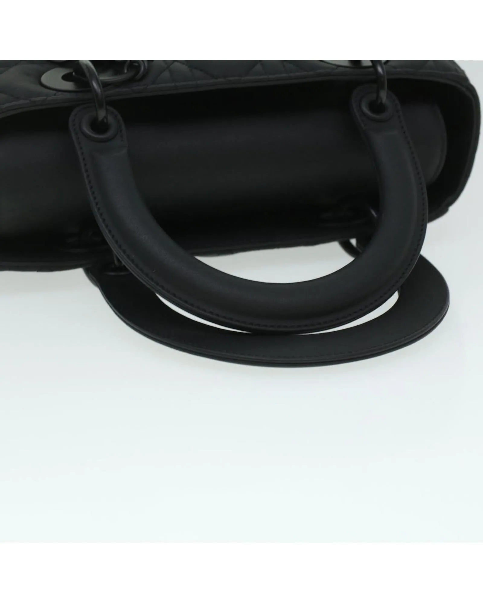 Christian Dior Canage Lady Dior Hand Bag Calfskin Black