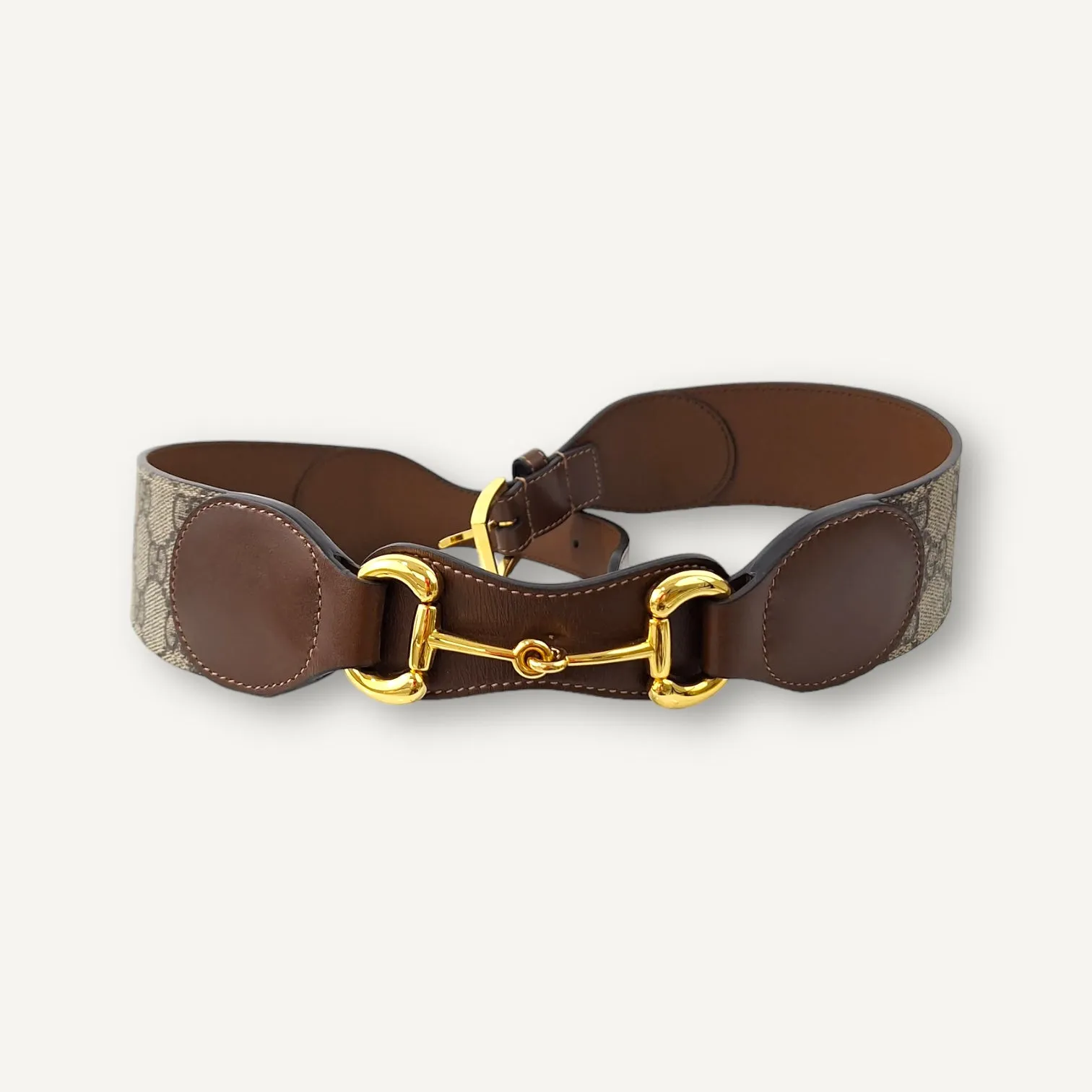 Cinto Gucci Monograma com Ferragem Dourada