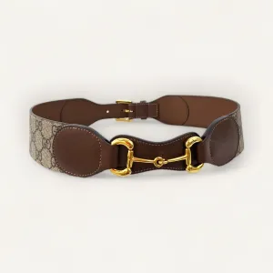 Cinto Gucci Monograma com Ferragem Dourada
