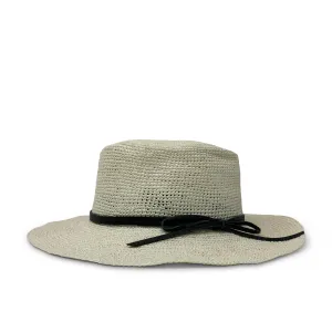 Crochet Hat With Black Leather Tie