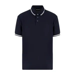 Emporio Armani Logo Collar Dark Navy Polo Shirt