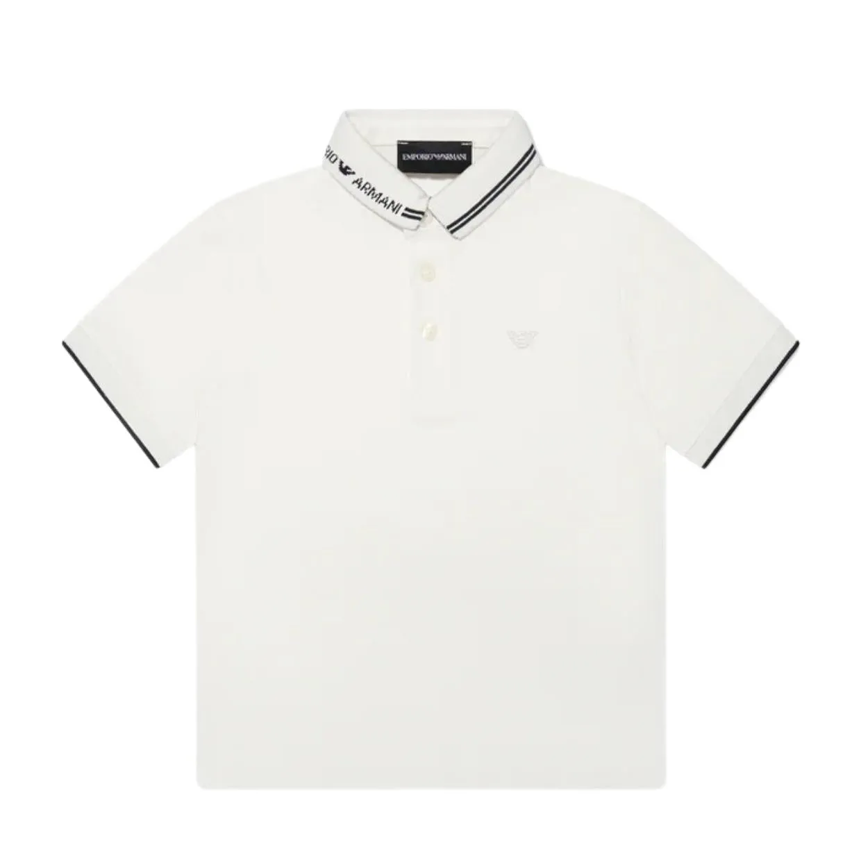 Emporio Armani Logo Collar White Polo Shirt