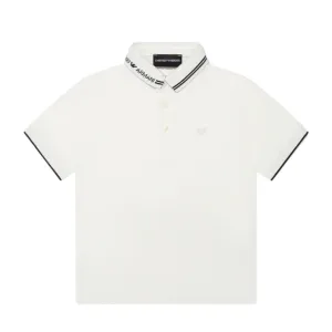 Emporio Armani Logo Collar White Polo Shirt