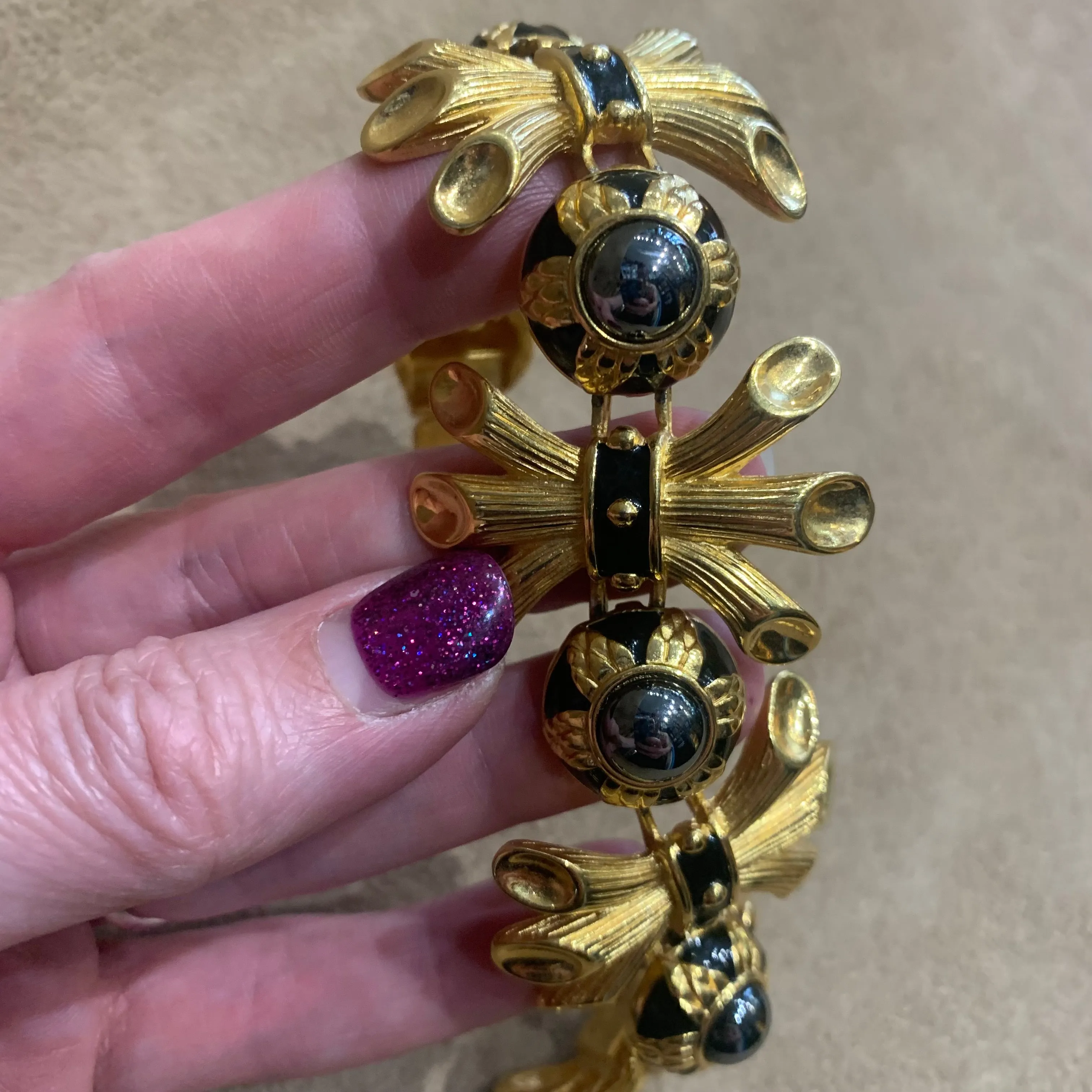 Fendi Vintage Gold Black Statement bracelet