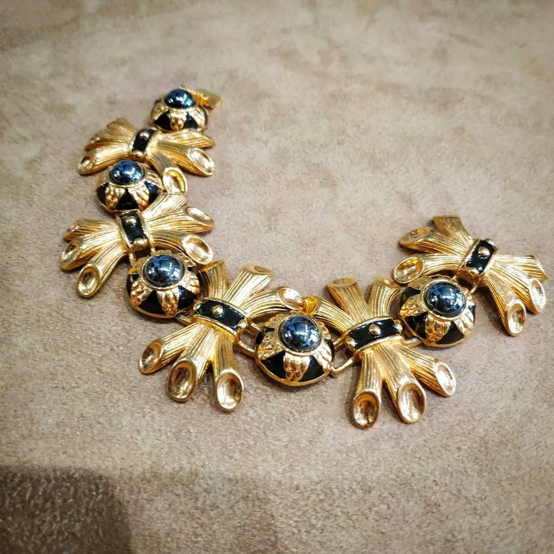 Fendi Vintage Gold Black Statement bracelet