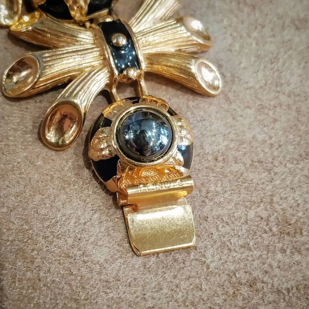 Fendi Vintage Gold Black Statement bracelet