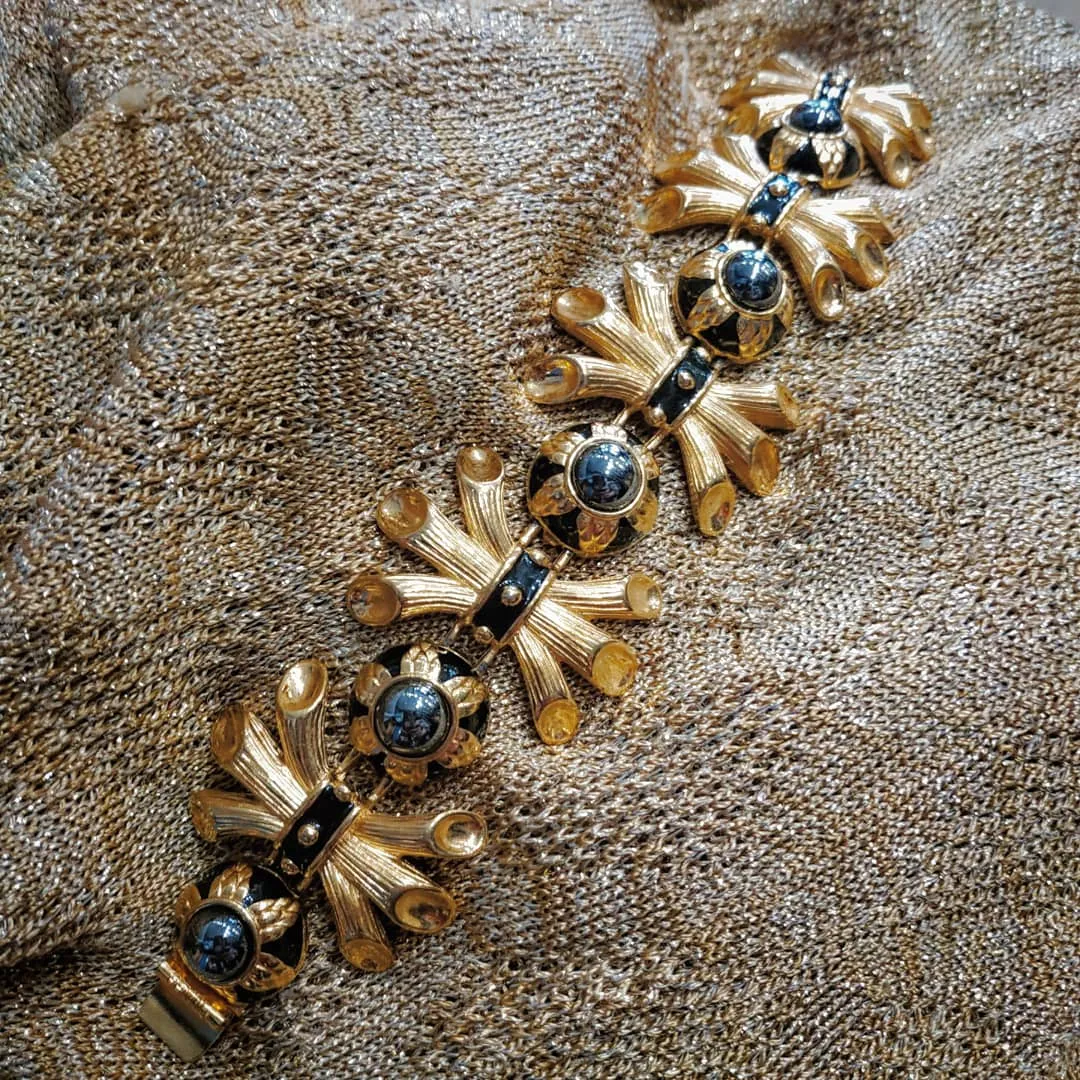 Fendi Vintage Gold Black Statement bracelet